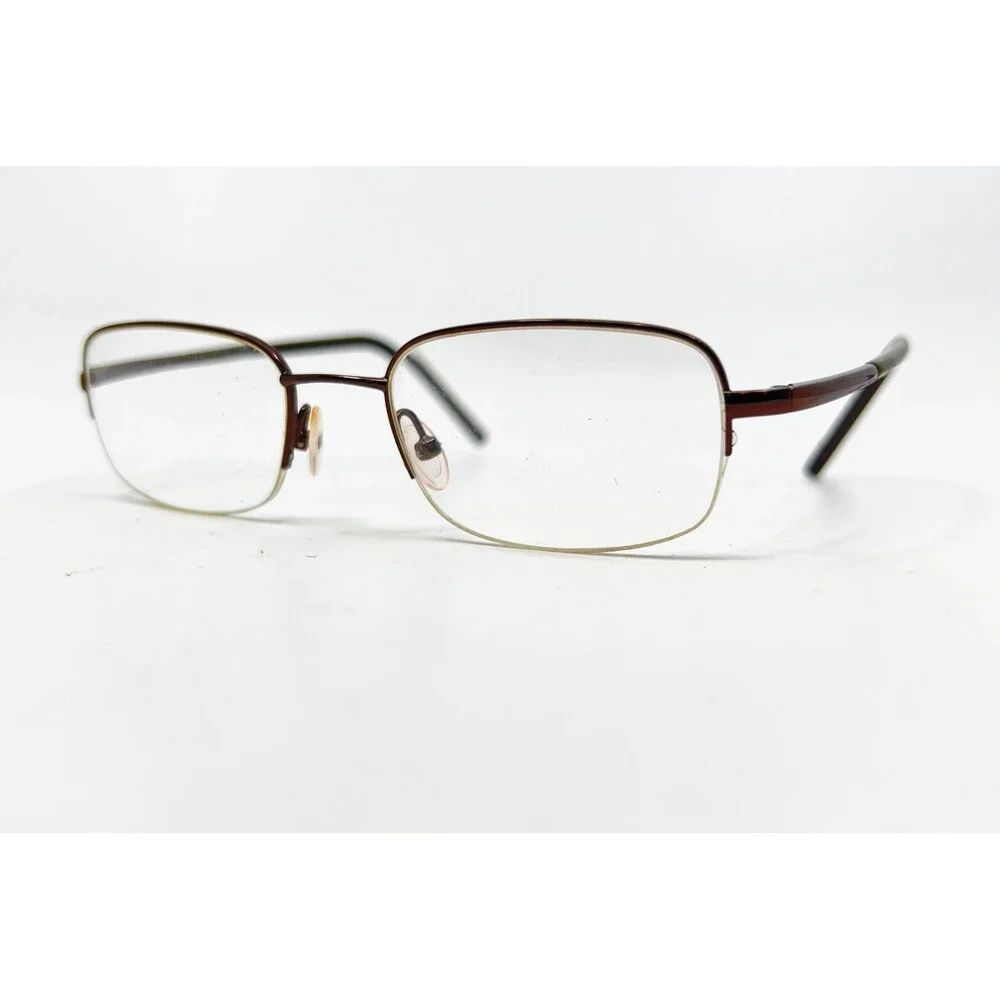 M834 Eyeglasses Frames Mens Brown Semi Rimless Rectangular 49-19-140